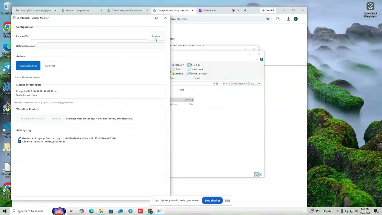 ClientCheck desktop app checking JIS filings